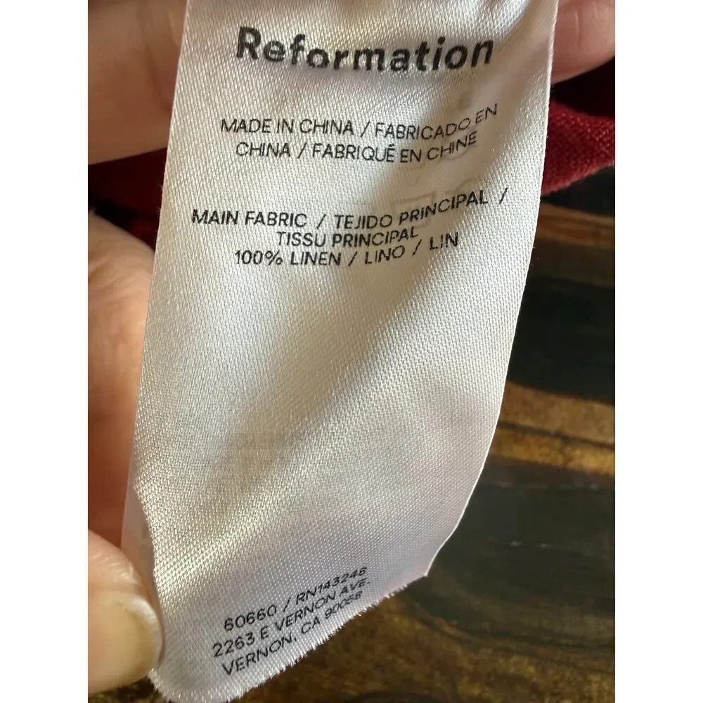REFORMATION Women's Remi Cropped LInen Pull-On Pants Red Size Medium Petite